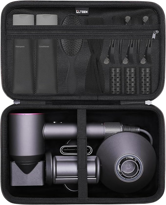 L LTGEM Hair Dryer Case Compatible with Dyson Supersonic Hair Dryer, Laifen SE/SE Lite, Slopehill 1902, Cosy Companions ZCY883, Wavytalk Blow Dryer Cases, Blow Dryer Storage Cases, Black(Case Only)