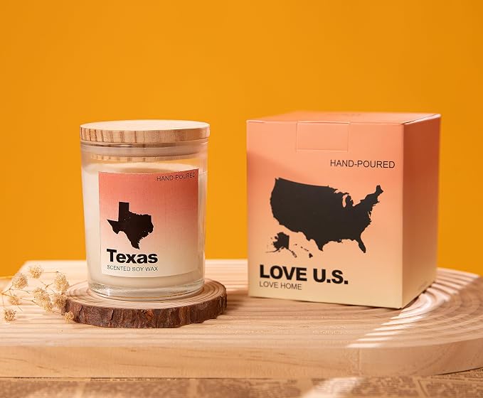 Texas Gifts, Texas Themed & Souvenirs Gifts, Home Sick Sandalwood Scented Candle, Natural Soy Wax & Natural Essential Oils