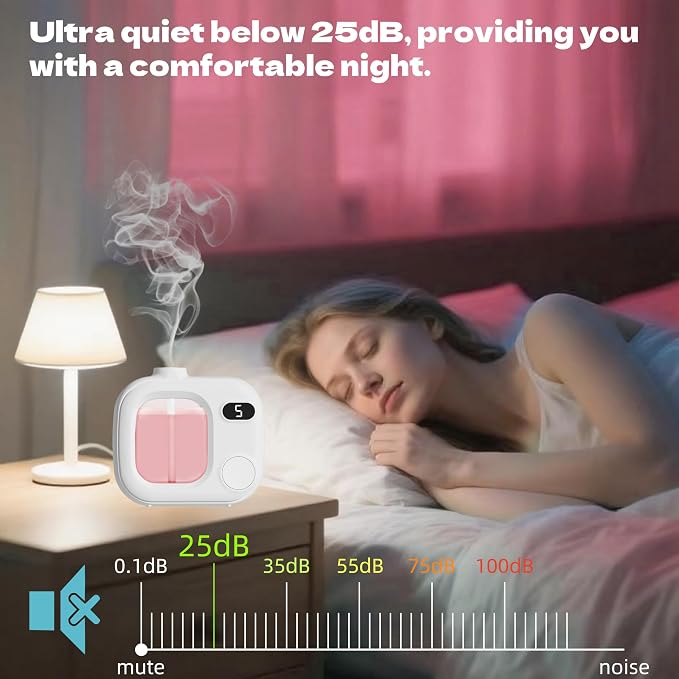 Waterless Essential Oil Aromatherapy Diffuser Mini Led Smart Aroma 360 Small Difusor Cordless for Home Large Rooms Scent Bathroom Hotel Collection Office Car Fragrance Air Scent Humidifier