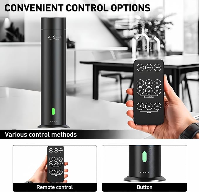 Wireless Aroma Diffuser with 120mL Iconic Scent Oil Included - for up to 1000sq. ft Coverage - Hotel Scent Diffuser - Remote Control - Home Luxury Essential Oil Diffuser - Aromatherapy