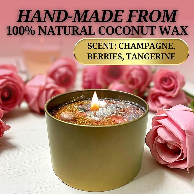 Millionaire Candle – Wealth, Abundance & Prosperity Ritual Candle | Hand-Poured Soy Wax with Crystals & Herbs | Intention Candle for Success, Manifestation & Good Fortune (8oz)