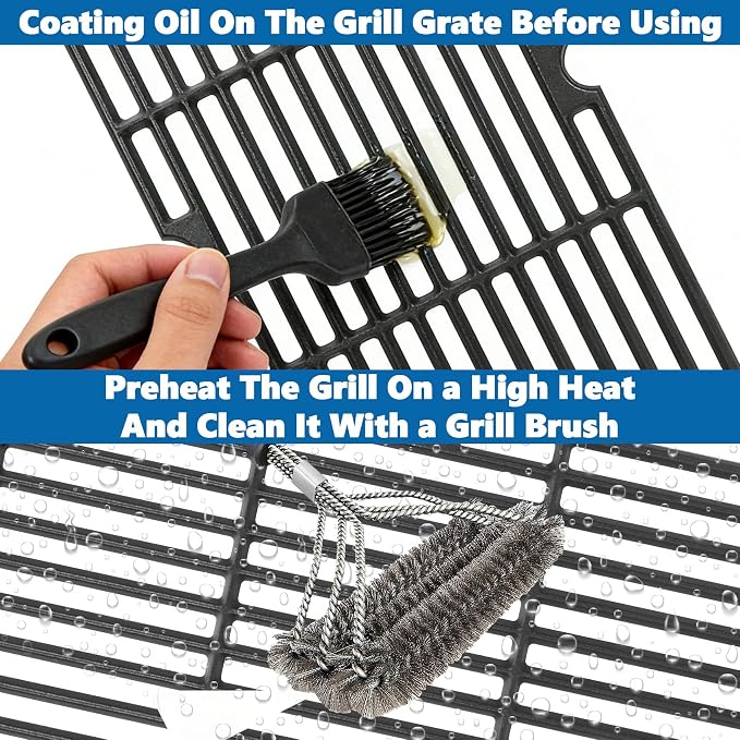 SafBbcue Grill Replacement Parts for dyna-glo 4 Burner DGH450CRP DGH450CRP-D Grills, Cast Iron Grill Grates, Porcelain Steel Heat Plates, Grill Parts Kit for Dyna-Glo 4 Burner Grill
