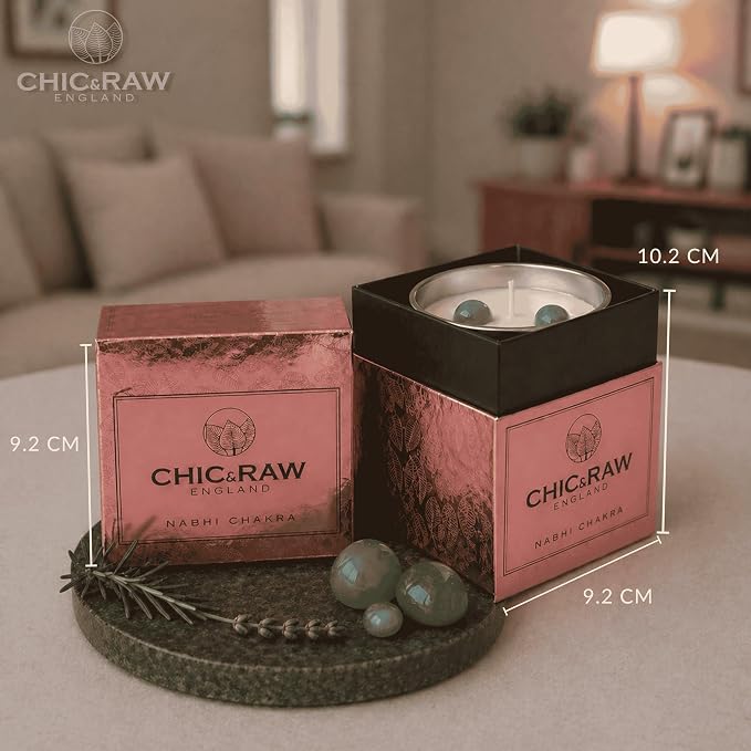 Aromatherapy Candle with Crystal Green Aventurine Nabhi, Patchouli & Bergamot - Luxury Long-Lasting Burn Soy Candle for Home Scented - Unique Healing, Meditation& Relief Gift for Women, 7.05oz