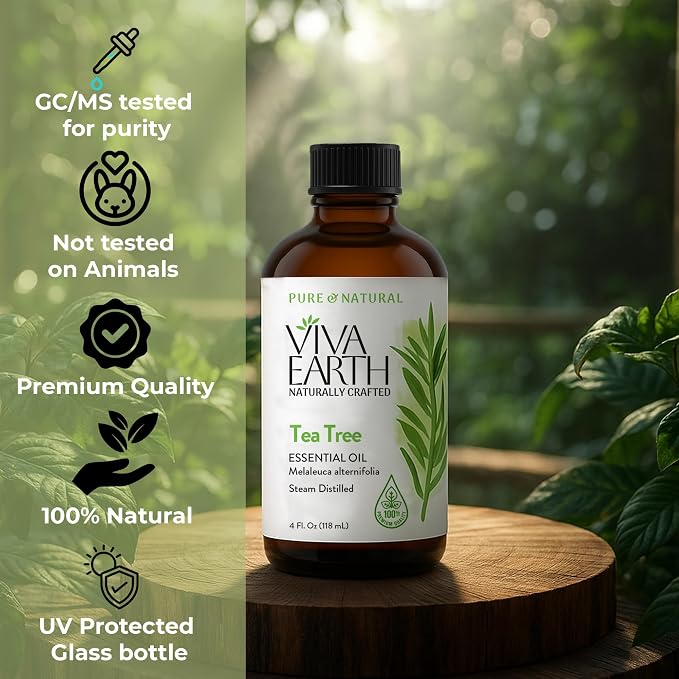 Tea Tree Essential Oil – 100% Pure and Natural Tea Tree Aroma for Diffusers, Aromatherapy, Hair and Scalp Care, Skin Care, Massage Oils, Soap and Candle Making – with Dropper, 4 oz