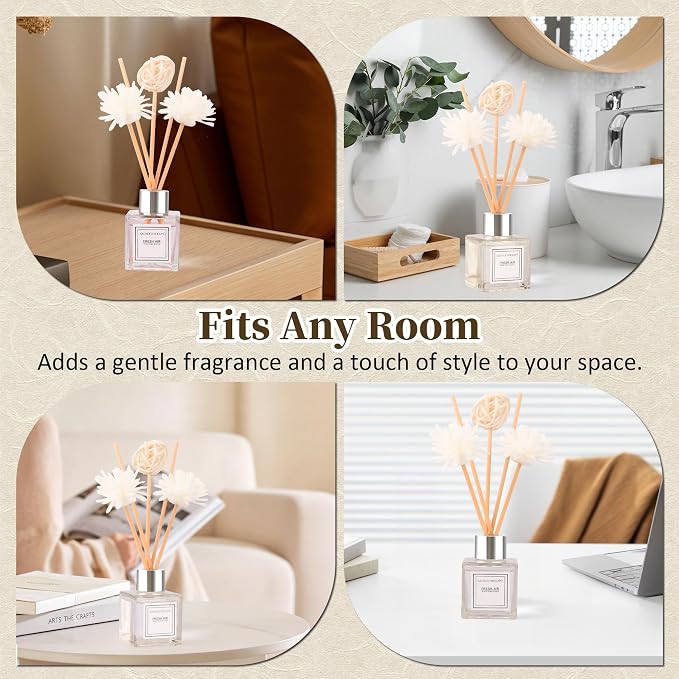 Reed Diffuser Set of 2, Freesia & Lemon Scent Oil Diffuser with Sticks for Home Fragrance, Office Living Bedroom Decor, Bathroom Decor and Accessories, Air Fresheners Gift Set, 1.7 fl oz/50ml x 2
