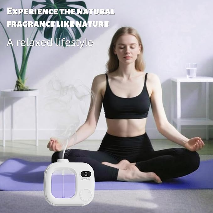 Waterless Essential Oil Diffuser Portable Cordless Aromatherapy Scent Machine for Home Office Car Large Room Battery Powered Ultrasonic Diffuser with 5 Mist Modes for Bedroom Classroom Travel