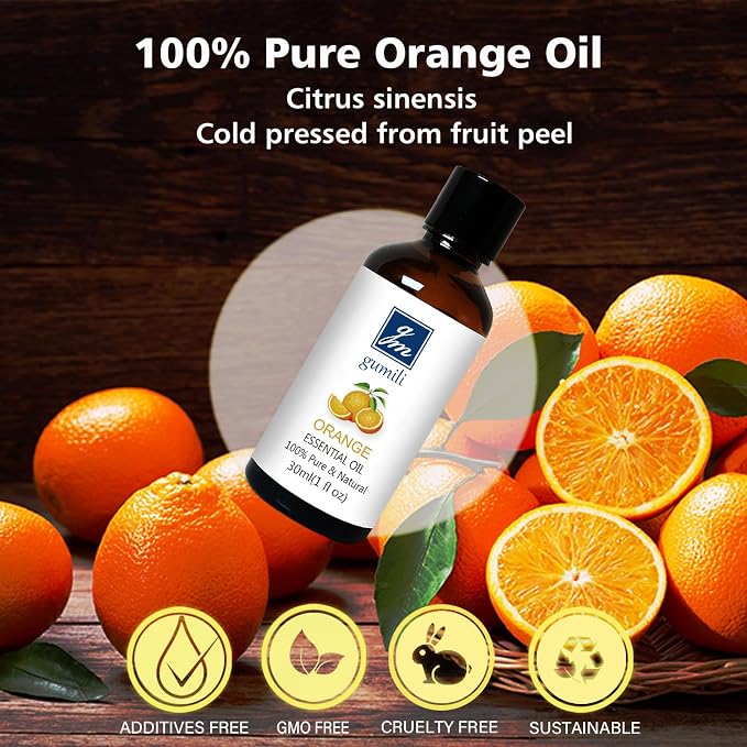 GM Gumili Orange Essential Oil 1 Oz – 100% Pure Sweet Orange Oil for Diffuser, Skin, Body, Spray, Massage & DIY