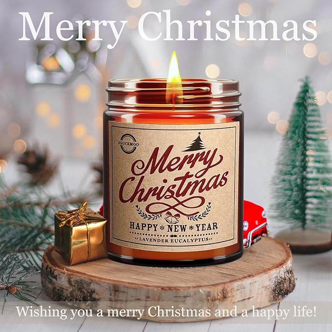 Christmas Candles Gifts, Scented Candles, Lavender Eucalyptus Candles for Home Scented, 7oz Soy Wax Aromatherapy Candle, Calming Candle, Gifts for Women