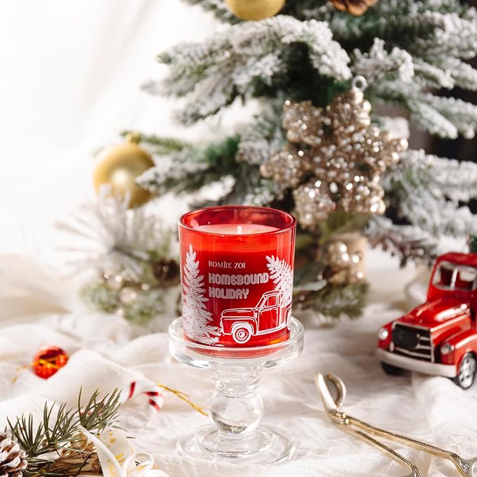 ROMIIE ZOI Christmas Scented Jar Candle - 6oz Soy Wax - Holiday Infused with Winter Greenery Aroma - with Beautiful Box Special for Decoration Gifts