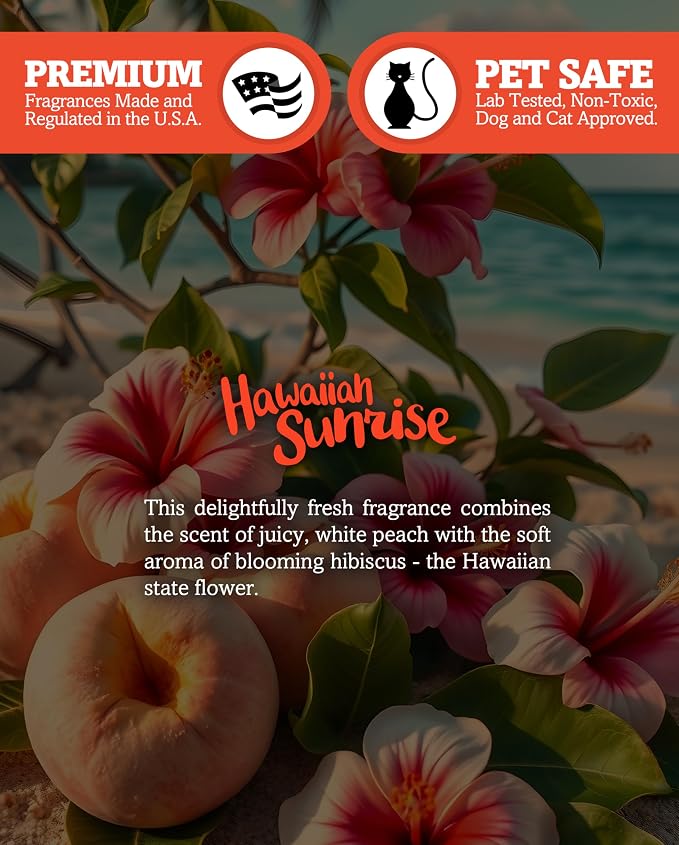 Hawaiian Sunrise Soy Votive Candles - Scented with Natural Fragrance Oils - 6 Orange Natural Votive Candle Refills - Fresh & Clean Collection