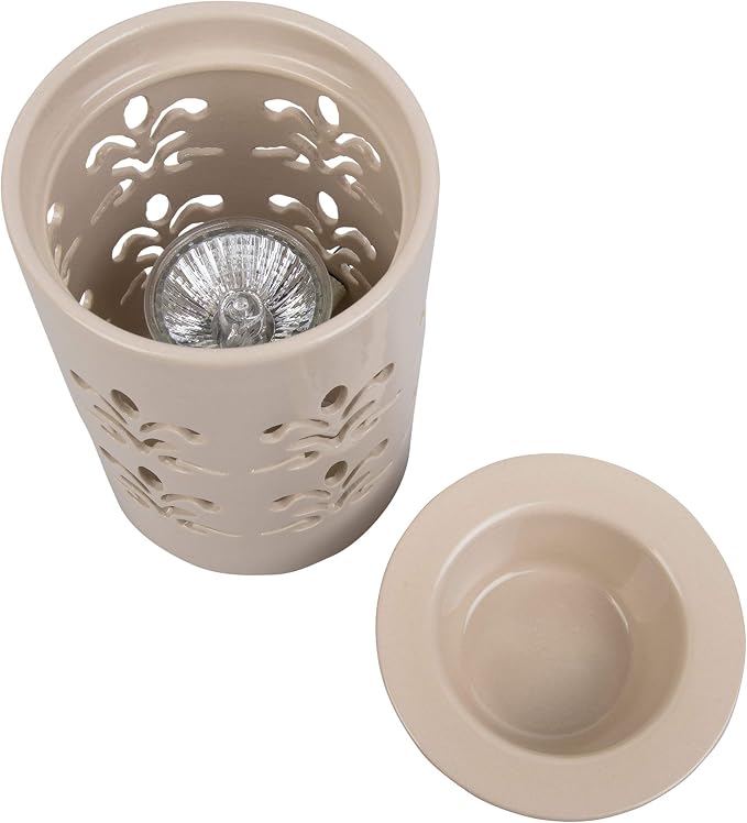 D'Eco Fragrance Wax Melt Warmer - Electric Scented Tart & Candle Warmer w 6 Cinnamon Cubes - Plug-in Halogen Bulb Melts Cubes & Fills Room w Fresh Scents & Night Light Glow for Mom