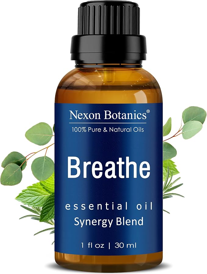 Breathe Essential Oil Blend 30 ml - Breath Sinus Relief with Menthol Oils - for Humidifiers, Diffusers, and Aromatherapy - Nexon Botanics