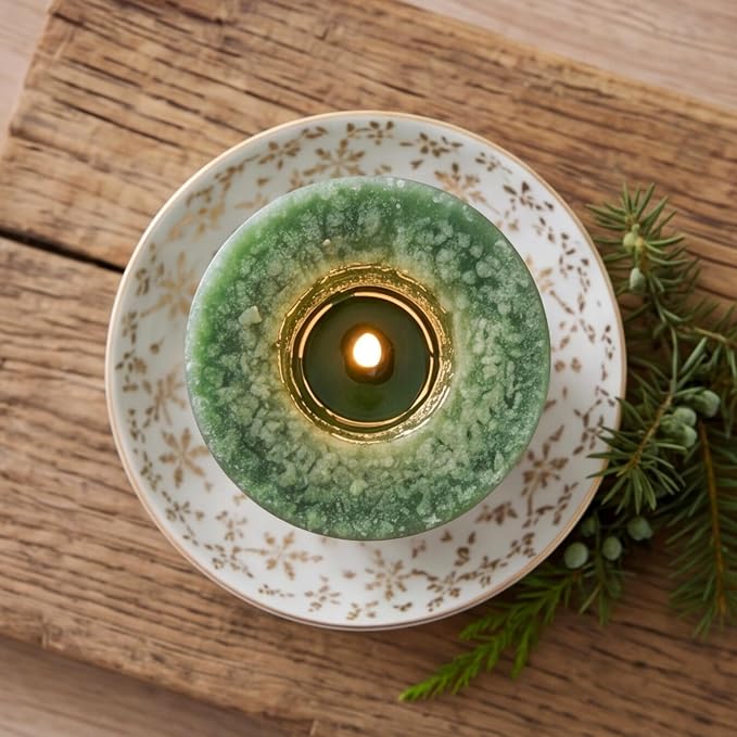Aroma Naturals Holiday Juniper, Spruce and Basil Essential Oil Pillar Candle, Fresh Forest, 3 inch x 3.5 inch