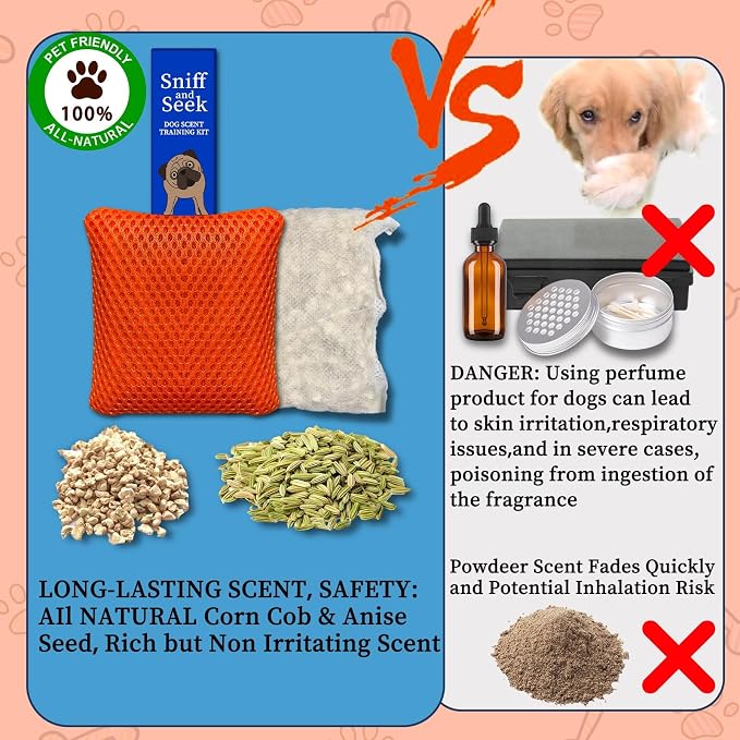 Dog Scent Training kit, Brain Games, Hide and Seek Toys - Fun Nose Work Games, Sniff and Seek Sniffing Toys, Dog Nosework Kit, Scent Work Kit for All Ages Dog (Orange)