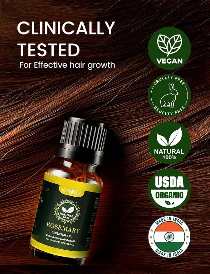 100% Pure Rosemary Essential Oil for Hair - Nourishing Rosemary Oil - 1 Pack Ideal for Women & Men - 15 ml