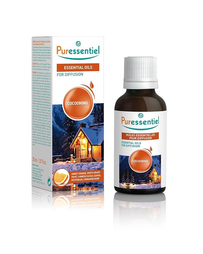 Puressentiel Cocooning Essential Oil Diffusing Blend, Aromatherapy Relief, Calming - 100% Pure & Natural - Therapeutic Grade, Premium & Certified Quality - Made in France – 1.01 fl oz