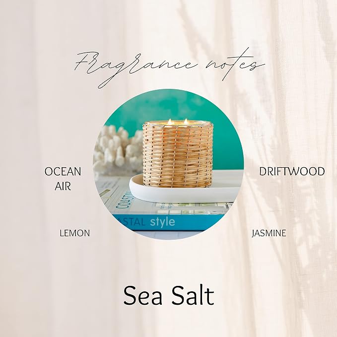 Field + Fleur - Reed Diffuser Set - Home Fragrance Diffuser - Refresh Home, Bedrooms, Bathrooms & More - Notes of Lemon, Water Lily, Jasmine & Driftwood - Made in the USA - Sea Salt Scent - 4 oz