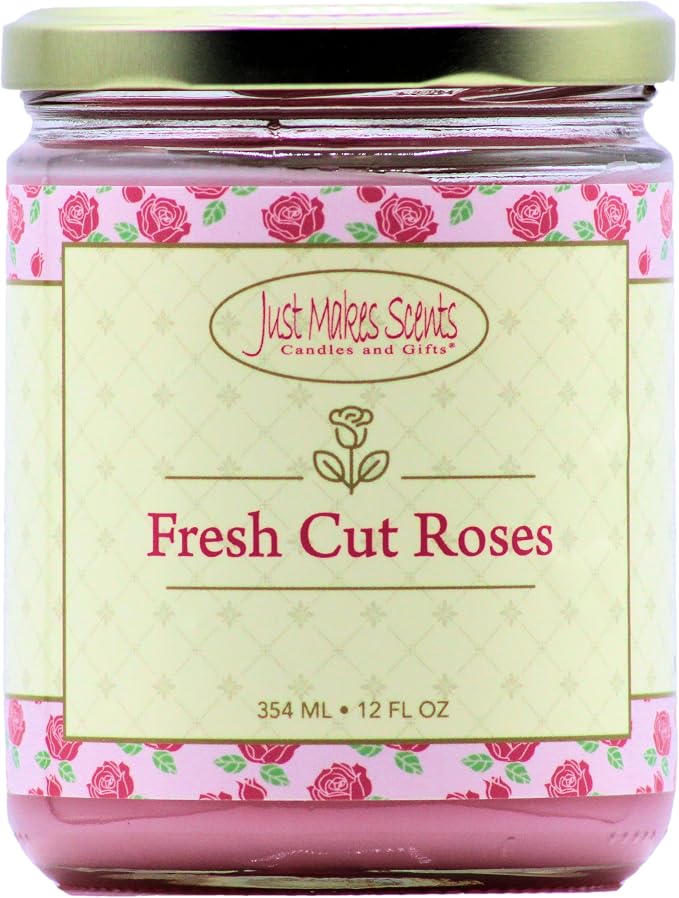 Fresh Cut Roses Scented Blended Soy Candle by Just Makes Scents (12 oz)