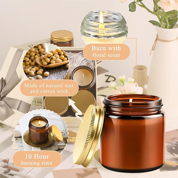 ACITHGL 36 Pcs 4oz Mini Mason Jar Candles Small Scented Candles Bulk Aromatherapy Ideal Souvenir Favors for Wedding Birthday Party (Vanilla, Lilac, Gardenia, Amber)