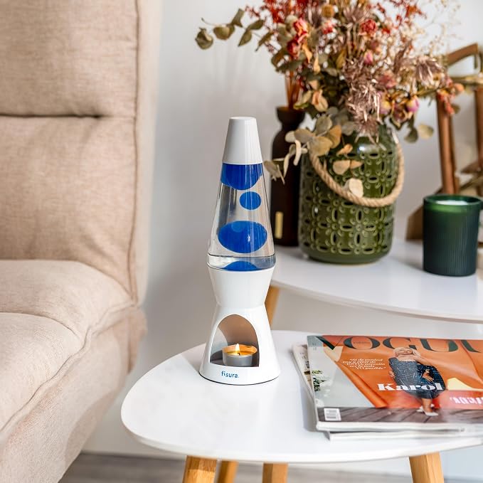 Fisura - Magma lamp with Candle for Adults Without Electricity. Candle lamp, Friendly with the Nature Lamps. Original Gift. 11.4 in x 3.3 in (Candles not Included) (Blue)
