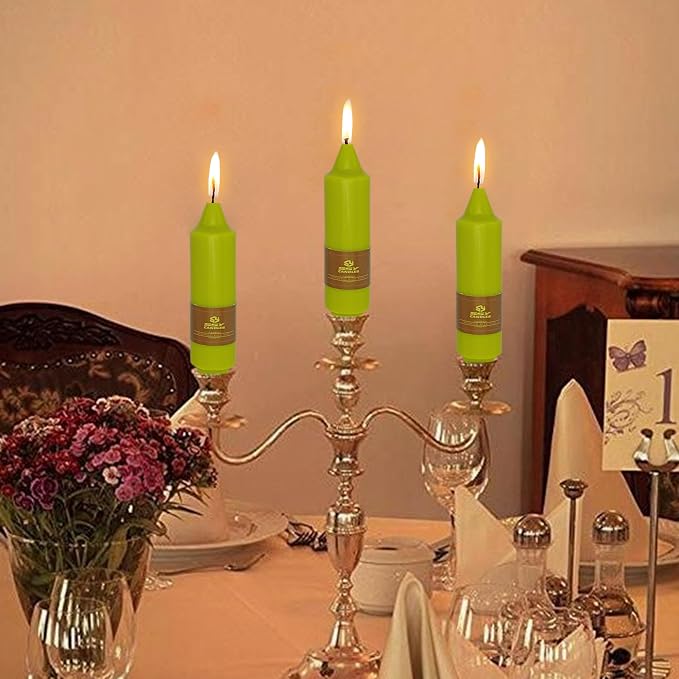 5 inch Short Tapered Candle 4 Pack Grass Green Candle Smokeless Unscented Taper Candlesticks for Christmas Dinner Household Décor Candlesticks