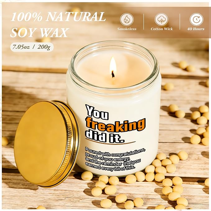 2026 Graduation Gifts for Her Him, Congratulations Grad Decoration for Women Men, Graduate Presents for Masters Degree PHD College High School Nurse, 7oz Funny Lavender Scented Candle, Style-H