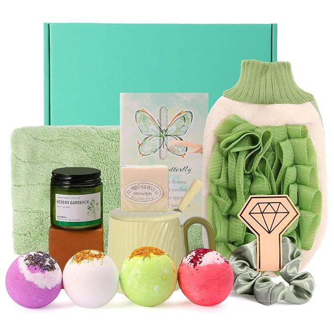 Luxury Women’s Gift Set 12PCS – Spa Bath Box with Mug, Candle, Bath Bombs, Soap & Hair Towel – Relaxation Self-Care Gift for Birthday, Christmas, Mother’s Day
