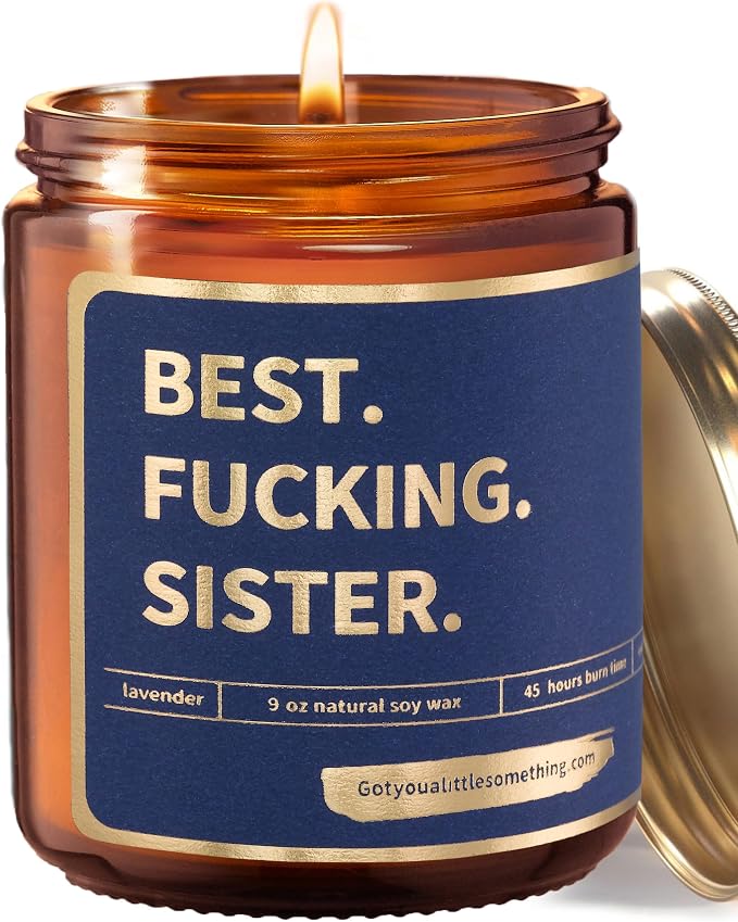 Best Sister Birthday Gifts from Sisters or Brothers - Funny Birthday Candle for Women - Unique Present Idea for Her from Brother for Big Sis for Mother's Day - Lavender Vanilla Candle, 9oz