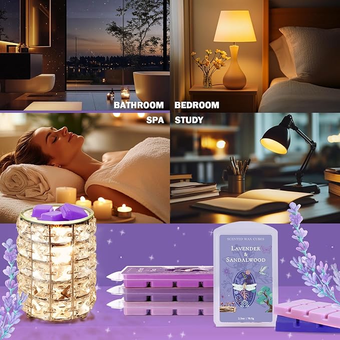 SCENTORINI Wax Melts, Wax Cubes Strong Scent, Lavender Scented for Sleep, Summer Scents Wax Melts for Warmer, 2.5 oz 4-Pack - Lavender & Gardenia, Sage, Chamomile, Sandalwood