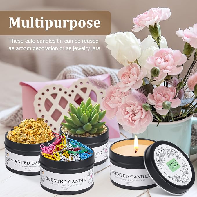 Scented Candles for Women and Men, 6 Pack Aromatherapy Candles for Home Scented, Natural Soy Jar Candle Bulk Gift Set for Christmas Birthday Thanksgiving Mother Coworker