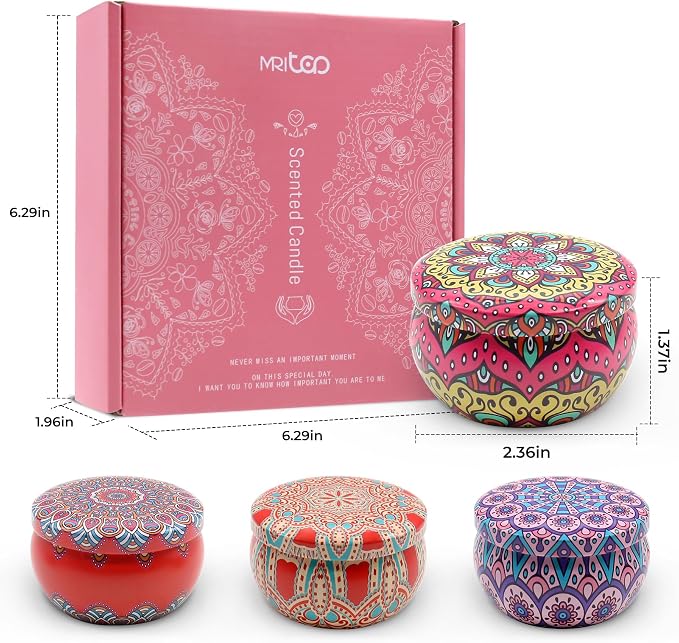 Scented Candles Gift Set for Women 4 Pack Soy Wax Candles with Dried Flowers Reusable Tin Aromatherapy Relaxation Gift for Birthday Mothers Day Valentines Day
