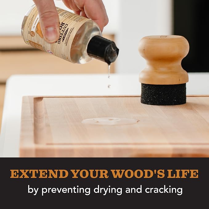 CLARK'S Mineral Oil - 8 oz Food Grade Conditioner for Wood Cutting Board, Cutting Board Oil for Butcher Block, Marble & Soapstone, Lubricant for Knife, Meat Grinder - Made in USA