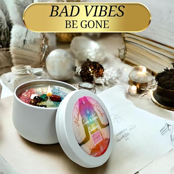 – Seven Chakras Balancing Candle | Spiritual Tool for Healing, Meditation & Energy Alignment | Reiki, Hoodoo, Wiccan, Pagan, Conjure (4oz)