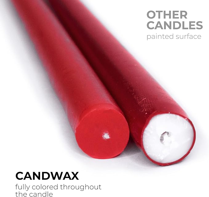 CANDWAX Bordeaux Taper Candles Pack of 4 - Slow Burning Dripless Unscented Straight Candles 10 inch - Ideal for Dinner Table - Smokeless Long Candlesticks