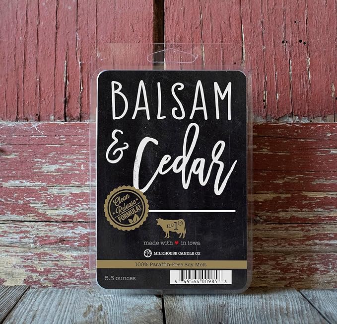 Milkhouse Candle Company Balsam & Cedar Soy Wax Melts - Fresh Balsam | Soft Cedar | Red Apple Scented - 5.5 oz, Hand-Poured, Made in the USA