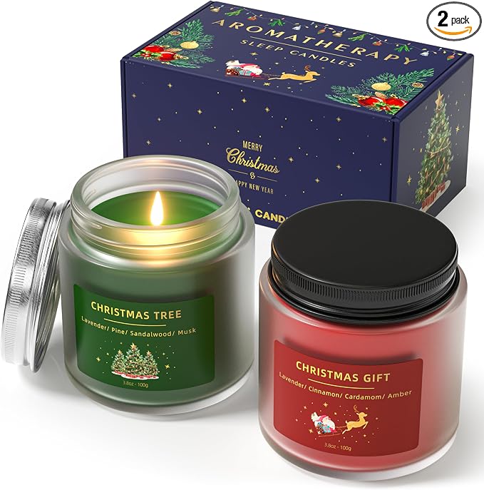 BOYUJK Christmas Candles, Scented Aromatherapy Candles Gift Set for Her and Him, Lavender, Pine, Sandalwood, Musk, Cinnamon, Cardamom, Amber Scent
