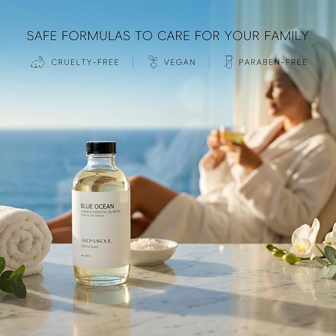 Hotel Diffuser Oil Blue Ocean Scent - Premium Fragrance Oil for Ultrasonic and Waterless Diffuser - 120 mL, 4 fl oz