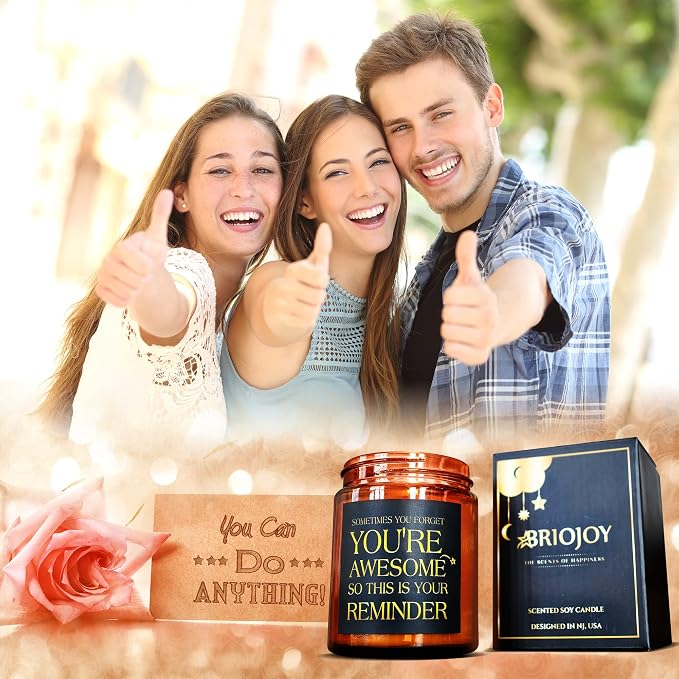 Gifts for Women Men - Inspirational Relaxing Stress Relief Candle - Friendship, Birthday Gift for Her Sister Wife Girlfriend Best Friend Coworker - You're Awesome Natural Soy Candle for Home