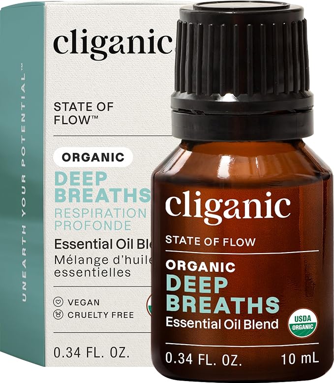 Cliganic Organic Essential Oils Blend - Deep Breaths - State of Flow (Packaging May Vary)