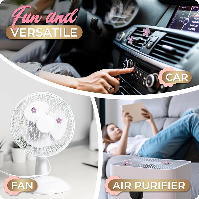 Automotive Colorful Car Decoration - Air Vent & AC Outlet Clips - Air Freshener & Interior Car Decor for Girls & Women (Purple, Lavender, Eucalyptus, Jasmin)