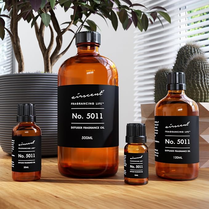 AirScent No. 5011 Perfume Dupe Diffuser Oil Inspired by Labo’s Noir Twenty Nine - Cedarwood Bergamot Tobacco - Fragrance Oil Blend for Ultrasonic and Waterless Diffusers and Crafting - 120 mL