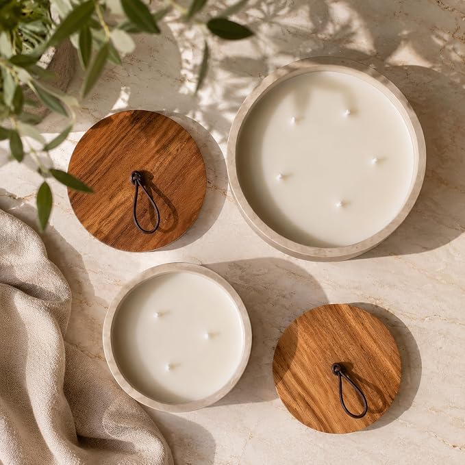 3-Wick Scented Candle-Vanilla & Cinnamon & Milk,Soy Coconut Wax Blend Candle with Acacia Wood Lid,21oz Large Candle,45-Hour Long Burning,Aromatherapy Candle for Home Decor