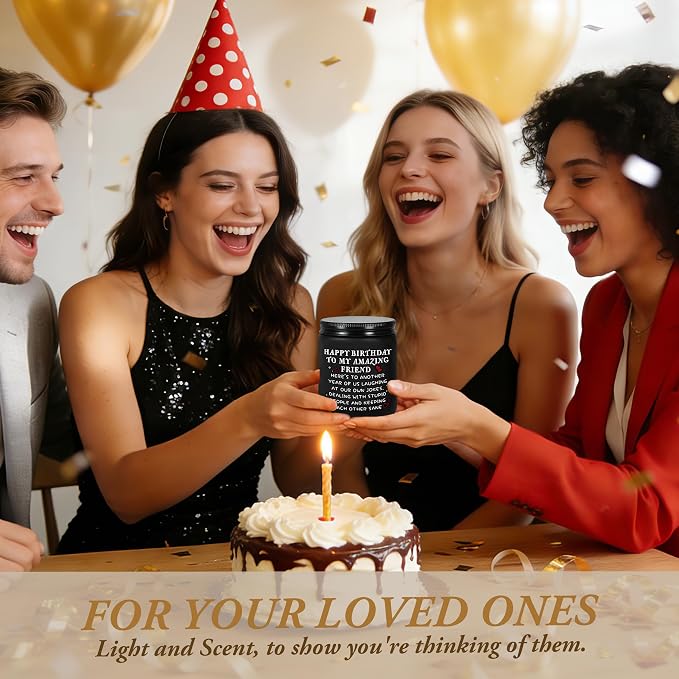 Happy Birthday Gifts for Women - Best Friend Sisters Friendship Birthday Gifts for Her, Funny Present for Bestie BFF Coworker Classmate, Romantic Lavender Scented Candle - Black