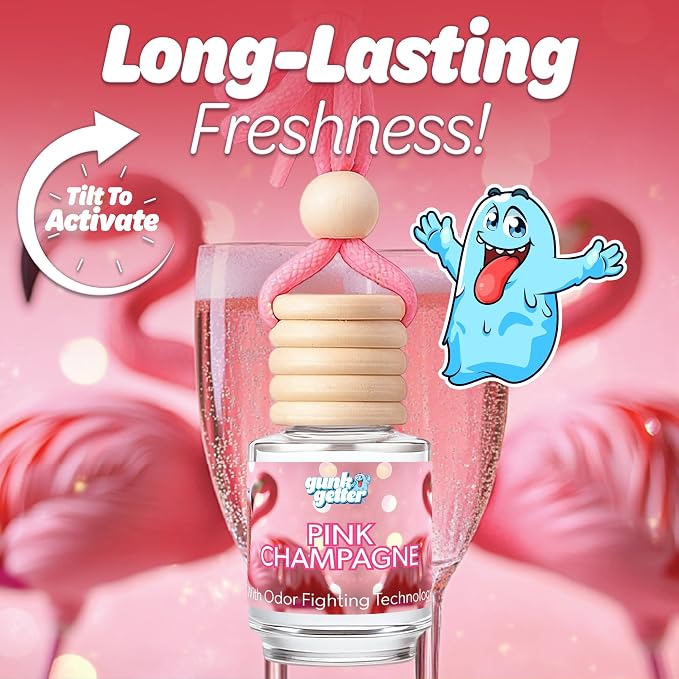 Hanging Air Freshener Car Diffusers - Long Lasting Scent, Odor Eliminator, Home Essentials, Fresh car fragrance diffuser - 3 Pack- Pink Champagne