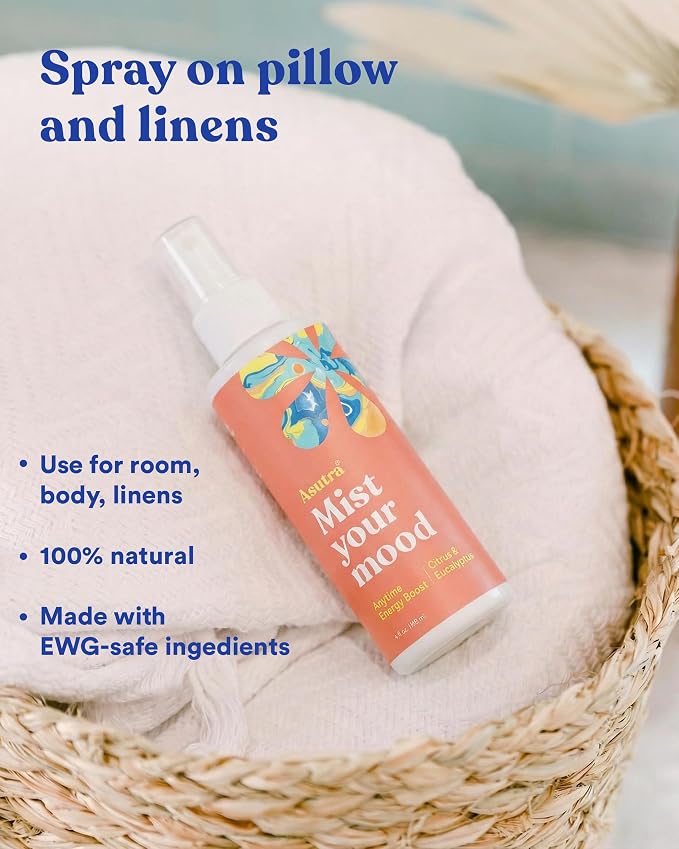 ASUTRA Multi-Use Essential Oil Aromatherapy Spray (Citrus & Eucalyptus), 4 fl oz – Mist for Face, Body, Rooms & Linens – Car, Fabric, and Bathroom Freshener