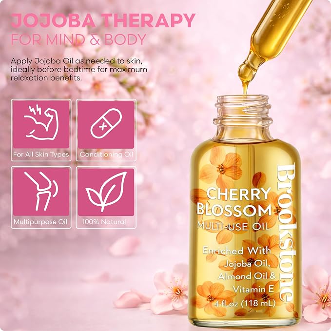 Brookstone Cherry Blossom Multi-Use Essential Oil - Light Floral Fragrance - Skin & Hair Nourishment