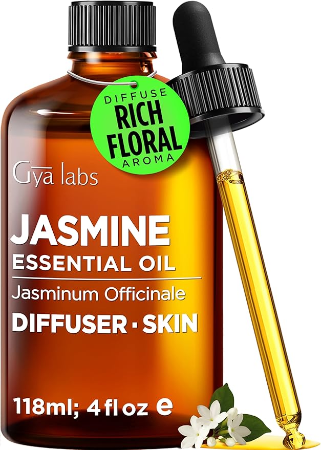 100% Pure Jasmine Essential Oil - 4 Fl Oz - Jasmine Oil for Hair, Skin, Diffuser, Aromatherapy & DIY Candle Making Scent
