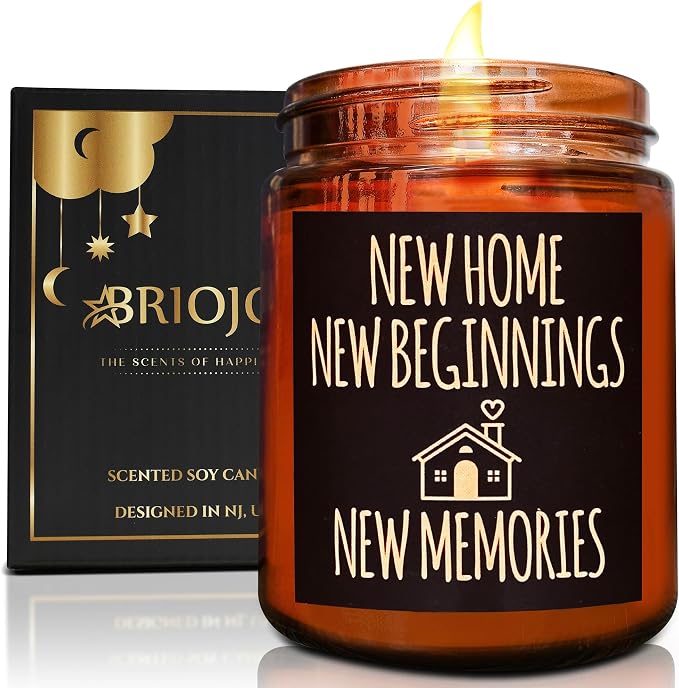 New Home New Beginnings Candle - Housewarming Gifts for Women Men Friends - Hawaii Pineapple Soy Wax Jar Candle - Congratulations New Homeowner, First Apartment - Welcome & Moving Away Gift