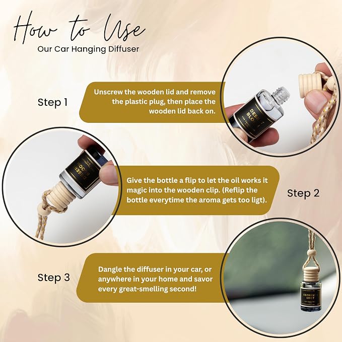 Invigorating Coffee Scented Car Freshener with Luxurious Design - Lasts up to 60 days (Espresso Shot) - A+ Scents Car Hanging Diffuser