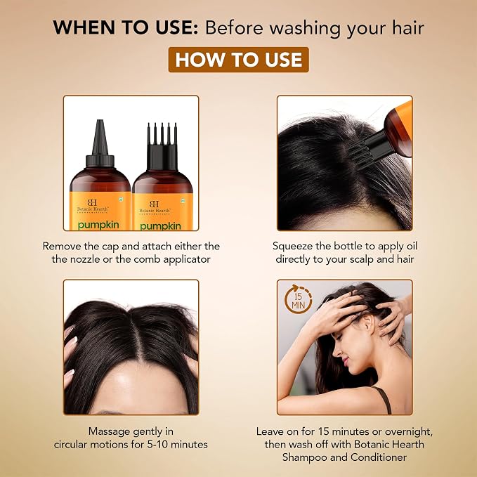 Botanic Hearth Castor Oil for Hair Growth with Pumpkin Seed Oil, Hair Growth Oils for Thinning Hair, Dry Damaged Hair & Scalp Treatment, Strengthens & Nourishes Hair, 6.7 fl oz
